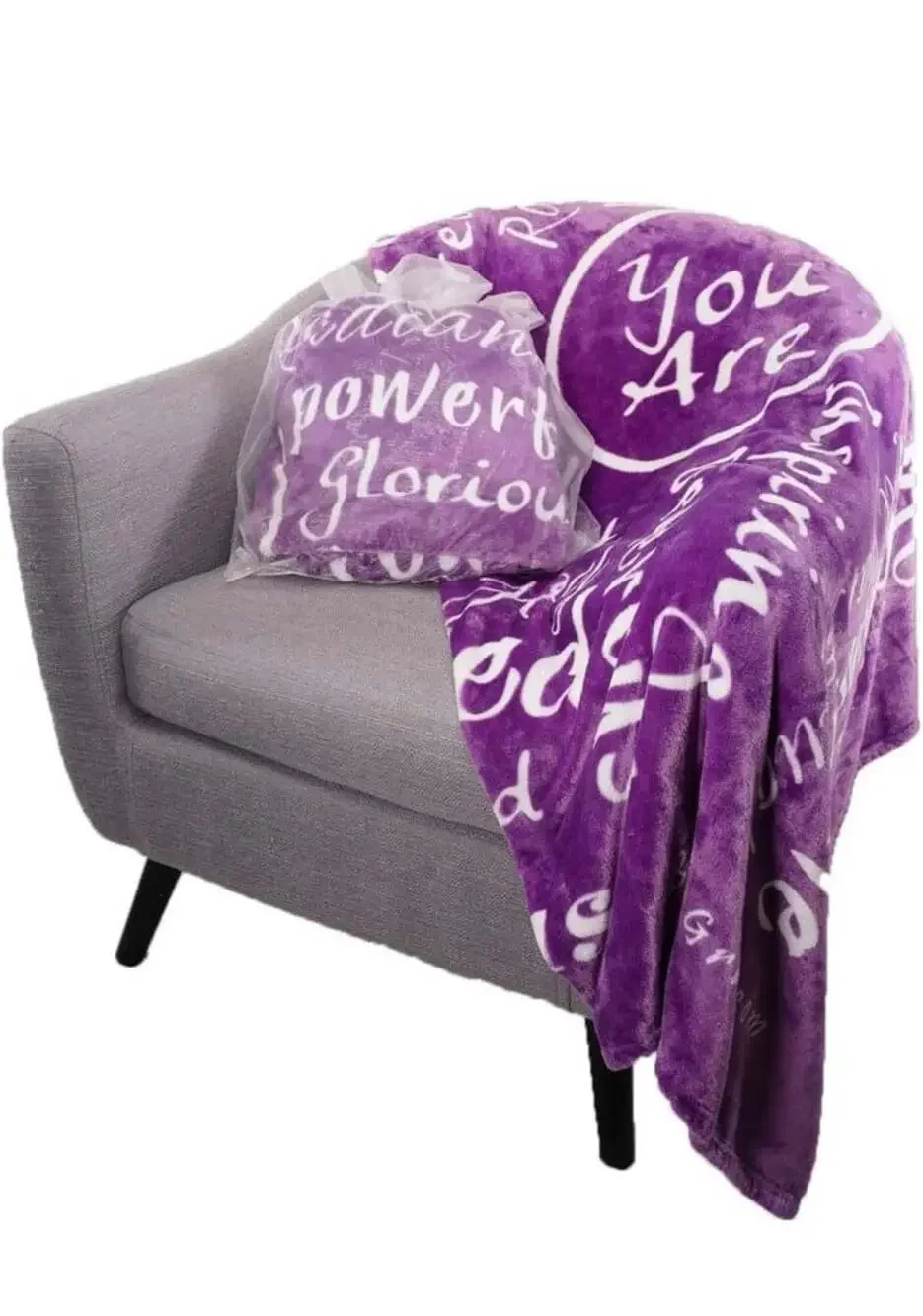 BlankieGram “You Are” Inspirational Throw Blanket – Purple – Plush Fleece Gift W